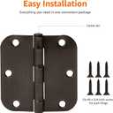 Amazon Basics Rounded 5/8 Radius Interior Door Hinges with Screws, 3.5" x 3.5", Oil Rubbed Bronze, 18-Pack