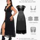 Popilush Women's Lace Formal Cocktail Sleeveless V Neck Maxi Shapewear Dress Wedding Guest Mother of Bride Split Dresses (Black, L)