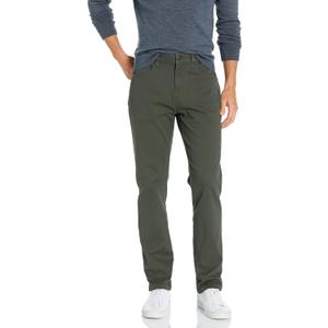 Men's Athletic Fit Chinos, Work Pants, 5-Pocket, Cotton Stretch, Olive, 38W x 28L