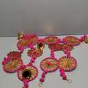 Smizzy Door Decoration | Ring Wall Hangings with Lotus for Haldi Mehandi Temple | Pooja Room Decorative Items for Home | Back Dropper Indian Diwali Decor Gift Itme(Pack of 4, Pink, 32x5 Inch Each)