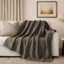 EVERGRACEHOME Modern Checkered Chenille Throw Blanket, Soft Cozy Plaid Knitted Blanket for Sofa & Couch, Decorative Knit Throw for Bed and Living Room, Mocha Brown, 60" x 80"