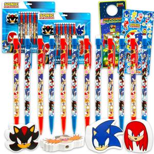 Sonic Mechanical Pencils and Erasers Party Favors Bulk, 20 Pencils and 8 Erasers for Goodie Bags, Loot Bags, Plus More | Sonic Party Supplies Kids, Boys, Girls