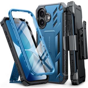 FNTCASE for iPhone 17 Phone Case: Military Grade Rugged Cell Phone Cover with Kickstand & Holster | Shockproof TPU Protection Bumper Matte Textured Design for Phone Cases 6.3 inch-Blue