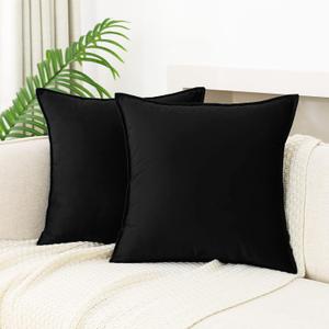 JIAHANNHA Velvet Black Throw Pillow Covers Pack of 2 Decorative Soft for Couch Sofa Bedroom Livingroom Car Office 2222 Inches