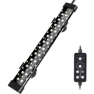 hygger Submersible LED Aquarium Light, 11W 12 in 24/7 Mode Fish Tank Light with 5 Rows Beads, with Timer 9 Colors and Adjustable Brightness, IP68 Waterproof Full Spectrum Light for 13-23 inch Tank