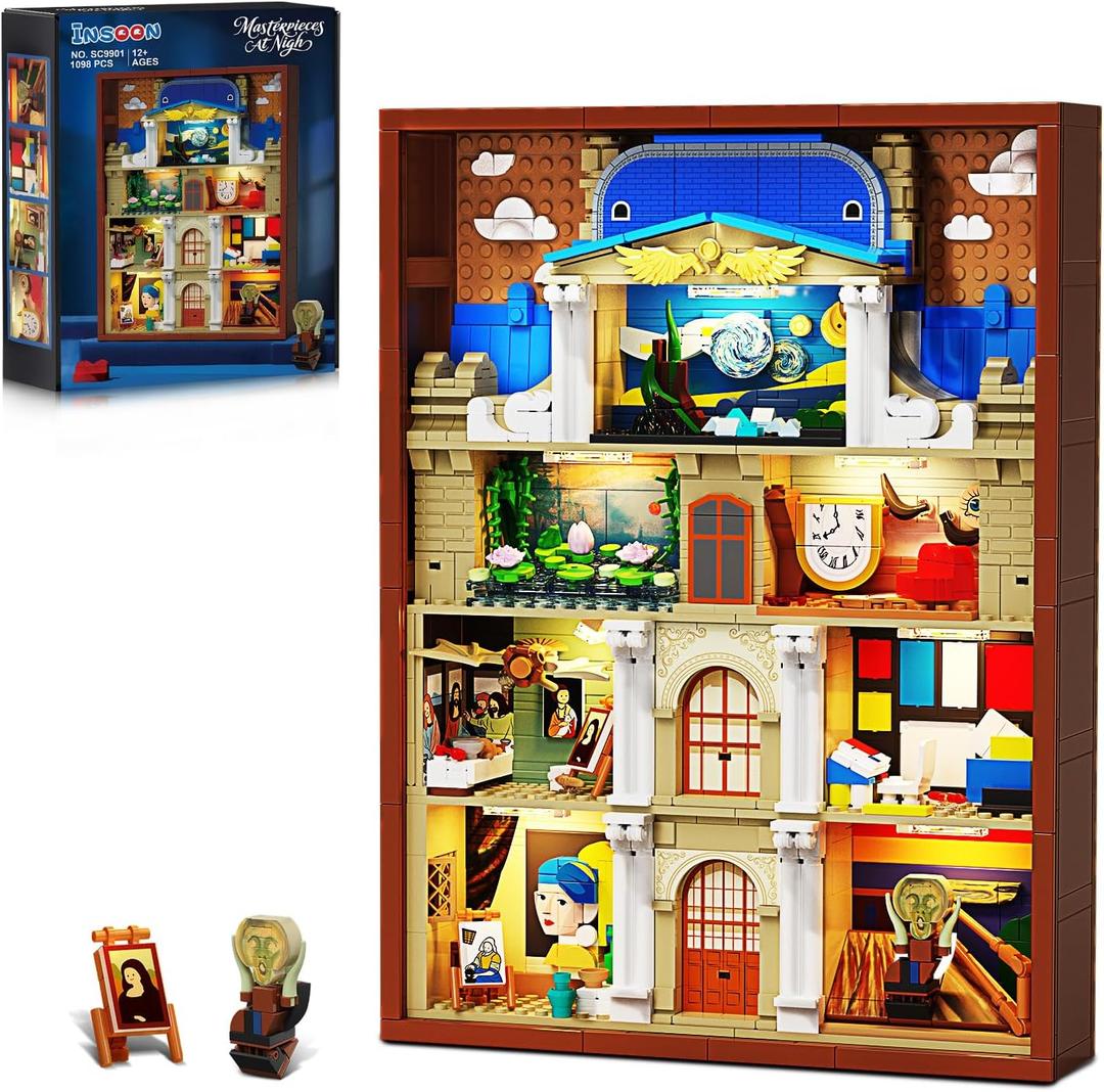 Artworks Painting Frame Building Set with Lights, Artistic Painting Building Brick for Home Office Decor, Collectible Art Building Block Kit for Adults Boys Girls Ages 12+ (Not Wall-Mountable)