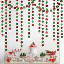 Decor365 Red Green Christmas Decorations Glitter Hanging Circle Garland Streamers Banner Backdrop Party Supplies for Xmas Party New Year Wedding Birthday Christmas Tree Baby Shower Holiday Decor