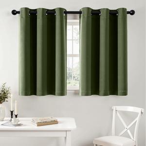 MIULEE Blackout Curtains for Bedroom Living Room 2 Panels, Thermal Insulated Room Darkening Drapes Grommet Noise Reducing Light Blocking Window Treatments 36 Inches Long 40x36 Inch Olive Green