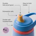 Tommee Tippee Active Spout Toddler Cups, 9 oz, Insulated Sippy Cups For Toddlers 1-3, Silicone Spout, Leak-Proof Valve and Handle, Pink and Purple, Pack of 2