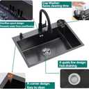 Black Kitchen Sink with Faucet, Top Mount/Drop-In 3 Hole Single Bowl Stainless Steel Sink with Cup Washer, Soap Dispenser, Drainage kit for Bar, Kitchen, Balcony (19.7 * 17.7in)