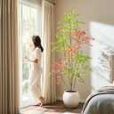 Tall Fake Bamboo Tree Large Artificial Nandina Trees Indoor Outdoor Realistic Floor Plant Faux Plastic Plants Flowers for House Home Living Room Bedroom Office Front Porch Modern Farmhouse Decor