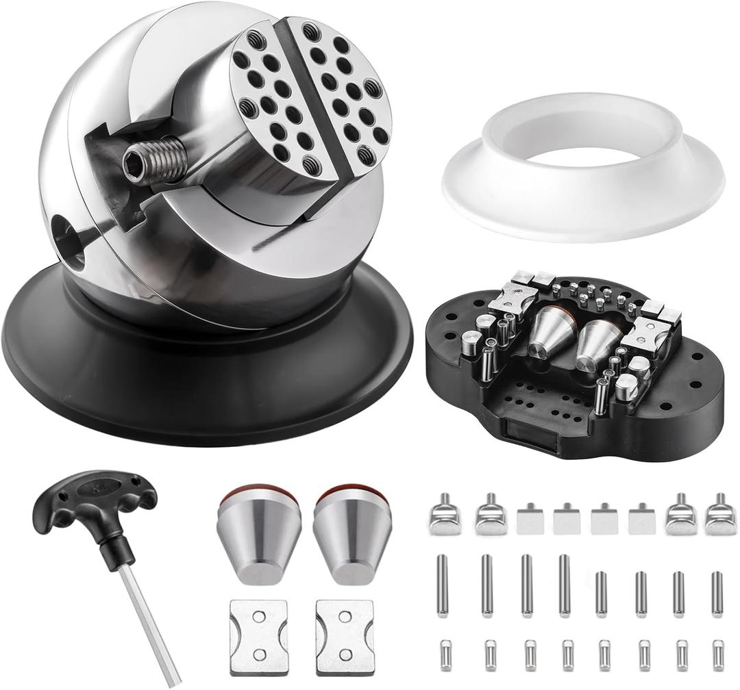 DZQ Ball Vise 3" Engraving Setting Tool 360Rotation Professional Ball Vise 36PCS Attachment Jewelry Engraving Block Tools Standard Block (Black)