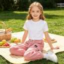 Betusline Girls 2 Piece Summer Outfits,Kids Casual Short Sleeve Crop Top & Cargo Jogger Pants Sets,4T-14Y
