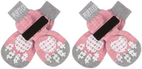 PUPTECK Anti-Slip Dog Socks with Double Sides Grips for Small Medium Large Dogs Hardwood Floors Prevents Licking, Dog Shoes for Hot Pavement Traction Control Paw Protector for Senior Dogs, Pink XL