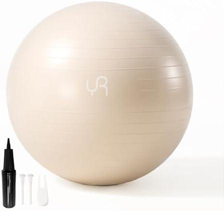 Exercise Ball for Workouts, 9 Inch Pilates Ball Anti-Burst and Slip Resistant Yoga Ball for Gym Fitness and Physical Therapy (White 55cm)