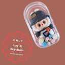 2 x Protective Case for Labubu with Keychain,Carrying bag Compatible with 15/17cm Plush dolls,Clear Travel Storage Box & Display Cover for Collectible Figures (17CM-B)