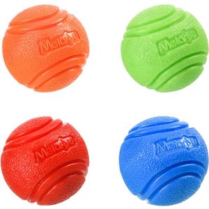 Dog Toy Balls, 4 PCS Rubber Ball Set, Chew Resistant, High Bounce, Textured Design for Teeth Cleaning, Dog Training, Small Breeds, 2in/5cm Diameter (Four colors)