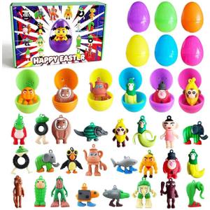 24 Pack Pre-filled Easter Eggs with Weird & Funny Meme Toys  Made of Soft Silicone, Italian Design Inspired Collectibles, Easter Basket Stuffers & Egg Hunt Prizes for All Ages (Non-Candy)