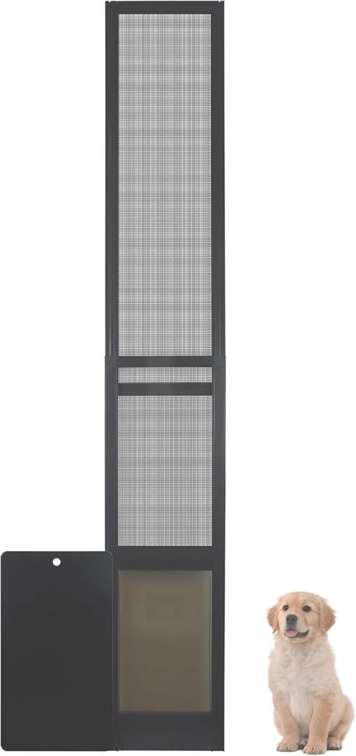 Medium Dog Door for Sliding Glass Doors Doggie Door Insert for Patio Pets Door with Lockable Panel & Magnetic Closure Easy to Install Ideal for Large Dogs Cats Black