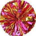 Pack of 4 Cheerleading Pom Poms 12 inch 80g Foil Plastic Metallic Cheerleader Pom Poms for Cheer Sport Kids Adults Team Spirit Cheering (Rose Red/Gold New)