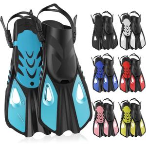Snorkel Fins, Swim Fins Travel Size Short Adjustable for Snorkeling Diving Adult Men Women Open Heel Swimming Flippers, Size: L/XL (US Men 8.5-11.5 / Women 9.5-12.5)