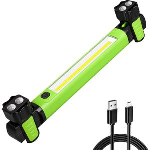 Work Light, 2500LM Bright LED Work Lights, 5200mAh Rechargeable Magnetic Underhood Work Light with Hooks, Cordless Battery Powered Mechanic Light for Car Repairing/Inspection/Garage/Workshop/Emergency (Green)