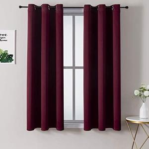 ChrisDowa Grommet Blackout Curtains for Bedroom and Living Room - 2 Panels Set Thermal Insulated Room Darkening Curtains (Burgundy Red, 52W x 45L)