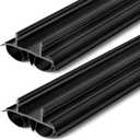 Pushglossy 2 Pcs 32" Double Bubble Kerf Door Sweep 1-3/4" Wide Vinyl Weatherstrip Seal for Exterior Doors, Energy Efficient Draft Stopper, Easy Slide-in Installation (Black)
