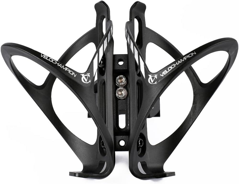 VeloChampion Bike Dual Bottle Cage Holder | Carry 2 Bottles up to 750ml | Ideal for Triathlon & Road Cycling | Suitable for Saddle Rails 50-70mm (Premium)