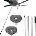 Ceiling Fan Cleaner Duster, Reusable Microfiber Ceiling Fan Blade Cleaner Duster with Extendable Long Handle Removable 13 to 48 in for Cleaning Bookshelves, Door & Window Top (Gray)