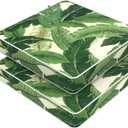 LVTXIII Patio Chair Cushions 19"x19"x3", Water-Repellent Outdoor Seat Cushions for Patio Furniture, Square Chair Pads with Ties for Home Garden Decoration, Set of 2, Swaying Palms Green