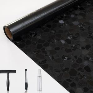 DKTIE Black Opaque Blackout Window Film with Installation Tools, Sun Blocking Window Privacy Cover for Glass (Scree, 17.7" x 118.1")
