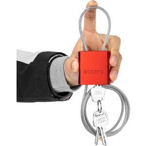 Cable Lock with 3 Keys | L 3.28ft(1m),D 1/6in(4mm) Adjustable Steel Cable Padlock | Aluminum Locks for Bikes, Gate, Lockers & Outdoor Gear | Weatherproof & Red