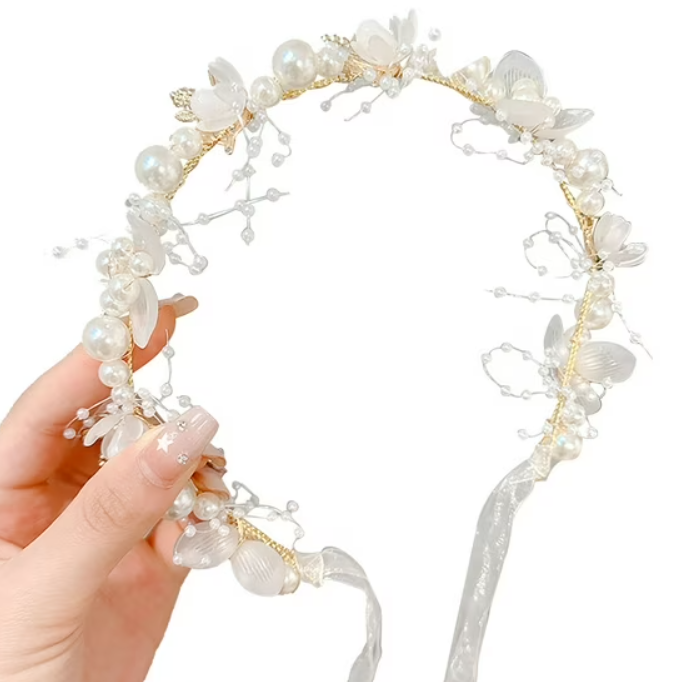 Artificial Pearl Headband for Brides Elegant Wedding Party Hairband Accessory Wire Chic Bridal Look Stunning Photography Prop Fashion Pearl Headbands for Women, 2 Pieces