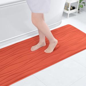 Buganda Memory Foam Bathroom Rug Mat 59x17, Extra Soft and Absorbent Bath Mats, Non-Slip and Machine Washable Bath Rugs for Bathroom Floor,Tub and Shower, Coral