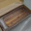 Handmade Toilet Tank Basket Topper & Vanity Tray Set of Natural Acacia Wood by DEMIGO, Created by Skilled Artisans, Smooth, Durable, Attractive Decor for Bathroom, Kitchen, Home, Spa (Brown)