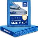 RAINDEWAY Tarps 7x7 Feet (2 Pack) - 5.5 Mil, Multipurpose Waterproof Poly Tarp Cover with Metal Grommets and Reinforced Edges, Silver/Blue Tarp (7'7'2 Pcs-Finished Size)