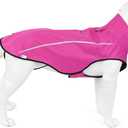 Mile High Life Dog Raincoat, Adjustable Waterproof Reflective Rain Jacket for Small Medium Large Dogs, Lightweight Breathable Pet Rain Coat with Leash Hole(Hot Pink,M Chest 26-32")