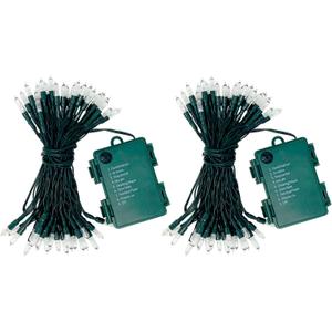 Battery Operated String Lights - 50 LED Waterproof Outdoor or Indoor Battery Powered Christmas Lights 18ft - 8 Modes Clear Mini Lights for Tree, Wedding, Party, Warm White (2)