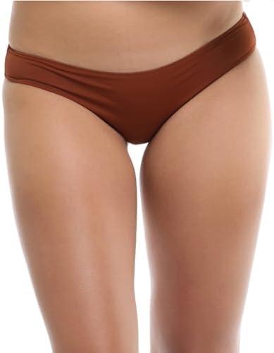 EIDON Women's Standard Luna Mid Rise Bikini Bottom Swimsuit with Overlock Finished Edges, S