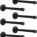 Industrial Pipe Shelf Brackets 8-Pack 14 Inch - Heavy Duty Black Iron for 8"-14" Wood-Wall Mount Floating Shelves Kit with All Hardware Included,Pipe Shelving Brackets , Black DIY Pipe Shelves