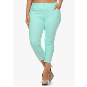 YELETE Women's Classic Solid Capri Jeggings Soft & Stretchy Tights, Size L