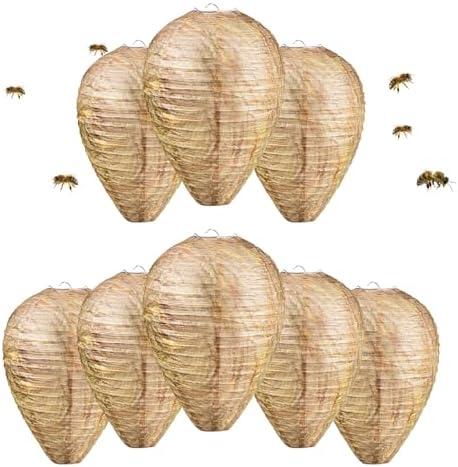 16 Pack Fake Wasp Nest Decoy Outdoor Fake Hornets Nest, Hanging Paper Wasp Nest Decoy for Indoor and Outdoor, Home and Garden (Size 11 x 8 in)