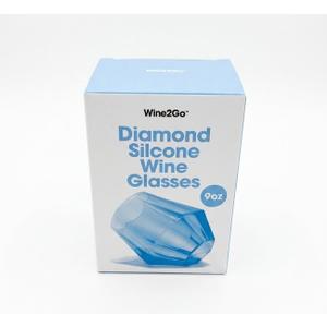 Wine2Go Diamond Silcone Wine Glasses 2 Count Blue 9 oz.