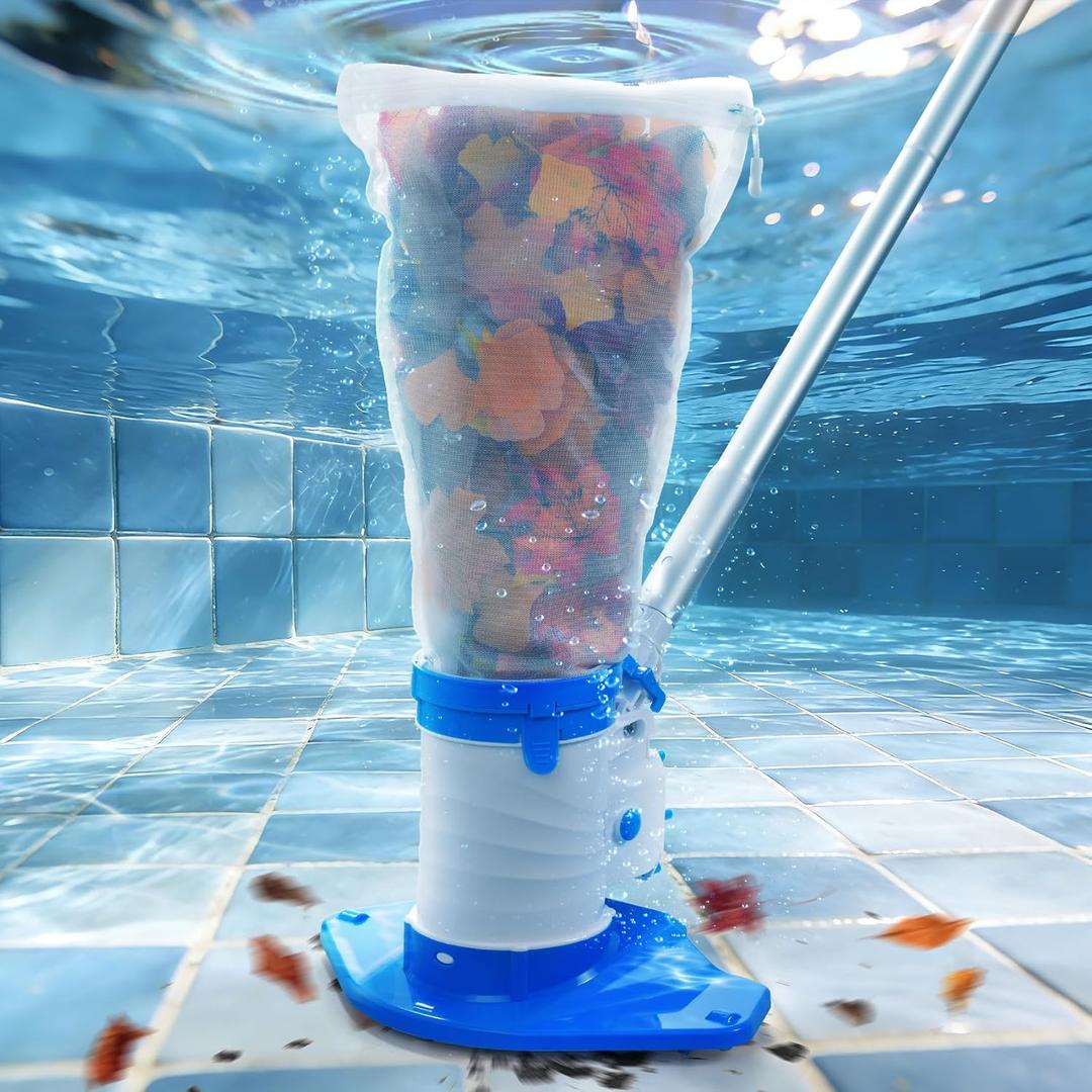 Pool Leaf Vacuum with 71.7in Telescopic Pole, 83GPM Powerful Suction, Rechargeable Cordless Pool Skimmer with 90Mins Runtime for Inground & Above Ground Pools, Pool Vacuum for Debris and Leaves