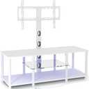 TV Stand with Mount and Led Light White TV Stand with Power Outlets for 32/40/43/50/55/60/65/70 Inch TV, Entertainment Center with Open Storage Shelf for Bedroom/Living Room/Office (WHTIE)
