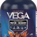Vega Sport Vegan Protein Powder + Recovery - 30g Plant Based Protein per Serving, Chocolate, 45 Servings, 5g BCAAs, Probiotics, NSF Certified, for Shakes & Smoothies, 4.4lbs