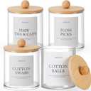 Bathroom Organizers and Storage,4 Pack Bathroom Accessories,Bathroom Decor,Home Decor,Bathroom Storage and Organization,Qtip Holder for Room Decor Aesthetic (bamboo lids)