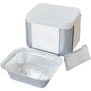 40 Pack Disposable Aluminum Foil Pans 4.7X5.7 with lids, Takeout Food Storage, Food Containers, Heavy Duty Baking Trays for Roasting and Cooking (4.7X5.7, 40 pack)