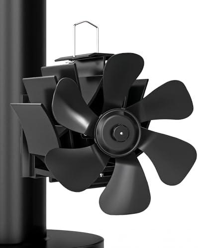 HIDALIFE Wood Stove Fan Magnetically Flue Pipe Mounted, Heat Powered 6 Blades Fan, Non Electric, Silent Thermal for Gas Wood Burner Tent Stove Accessories